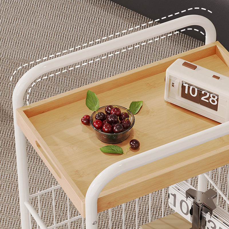 Moderner minimalistischer abnehmbarer rechteckiger Nan-Bambus-Stahlrohr-Beistelltisch mit 1 Regal und 1 Stauraum für das Wohnzimmer 