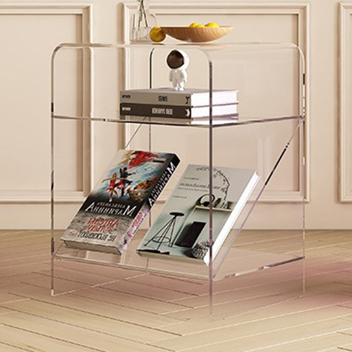 Mesa Auxiliar Acrílica Rectangular Minimalista Moderna de 3 Niveles para Sala de Estar 