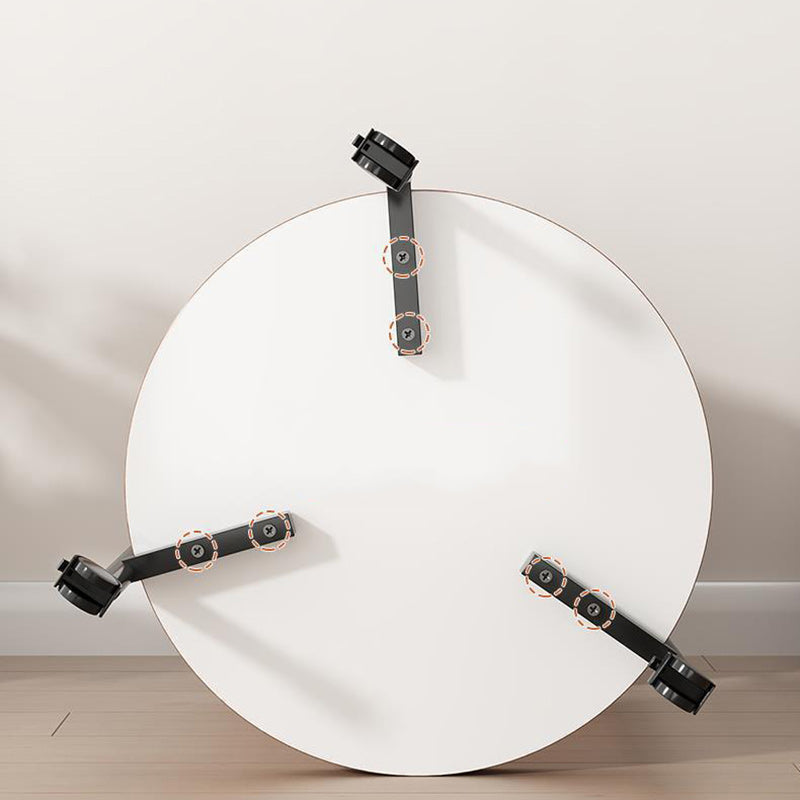 Modern Minimalist Removable Round Faux Panel Steel Tube End Table 2-Tier For Living Room
