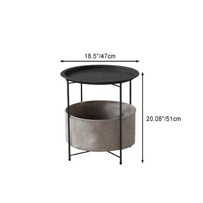Table d'appoint ronde minimaliste moderne en fer avec 1 étagère et 1 rangement pour salon 
