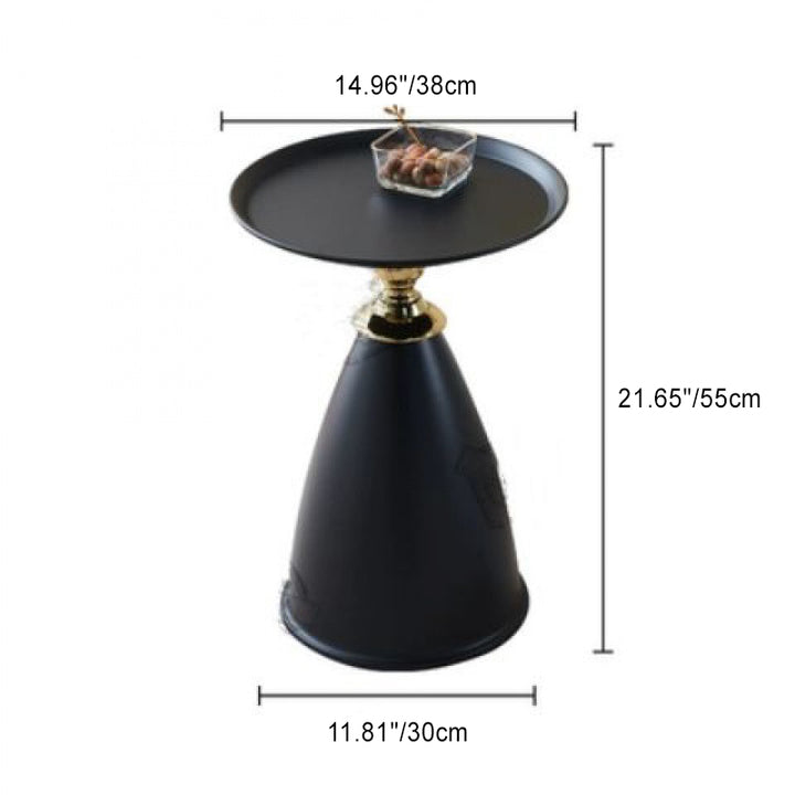 Mesa de centro moderna de lujo redonda cónica de metal de acero inoxidable para sala de estar 