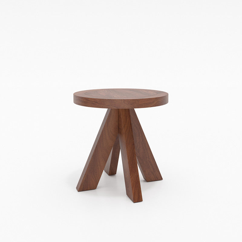 Contemporary Nordic Round Quadruple Pedestal Pine Wood Coffee Table For Living Room