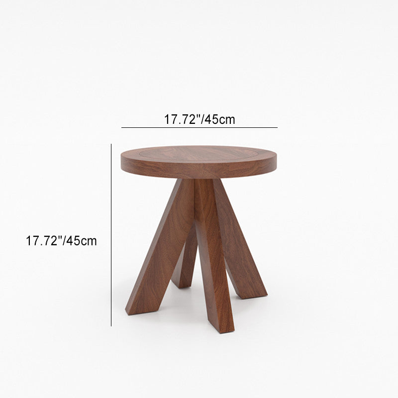 Contemporary Nordic Round Quadruple Pedestal Pine Wood Coffee Table For Living Room
