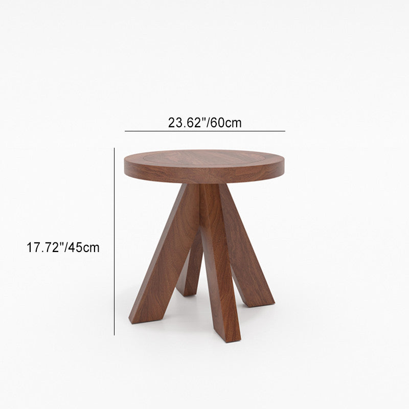 Contemporary Nordic Round Quadruple Pedestal Pine Wood Coffee Table For Living Room