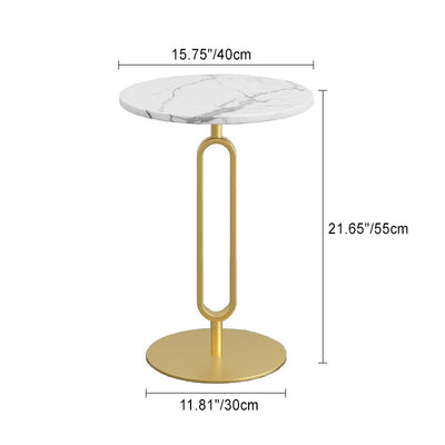 Table d'appoint ronde contemporaine en marbre avec base en métal pour le salon 