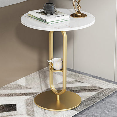Table d'appoint ronde contemporaine en marbre avec base en métal pour le salon 