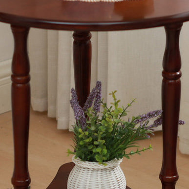 Traditional French Round Triangle Base MDF Birch Wood Coffee Table 2-Tier For Living Room