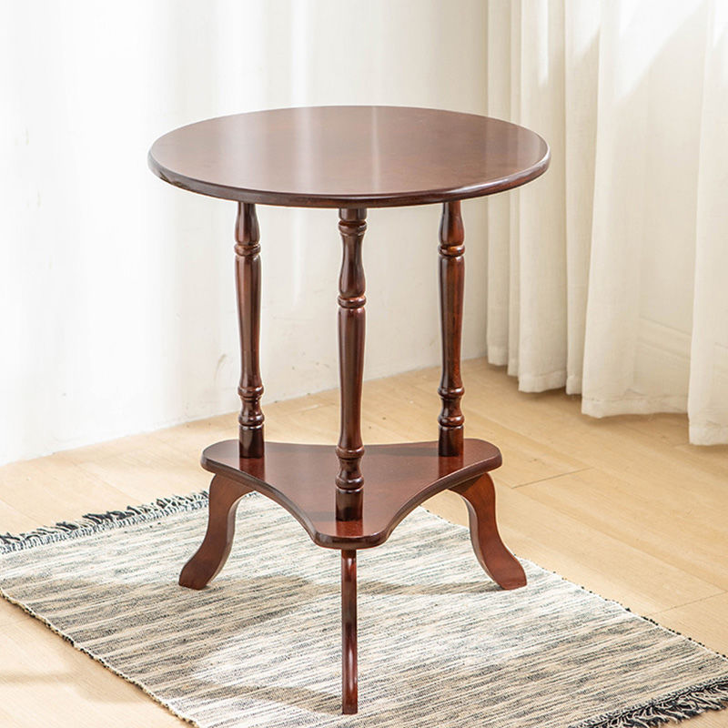 Traditional French Round Triangle Base MDF Birch Wood Coffee Table 2-Tier For Living Room