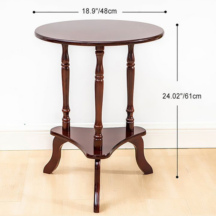 Traditional French Round Triangle Base MDF Birch Wood Coffee Table 2-Tier For Living Room