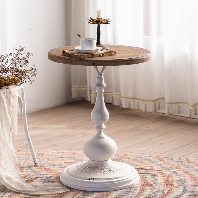Mesa de centro tradicional francesa redonda con base en forma de ajedrez, de madera de abeto, MDF y hierro, para sala de estar 