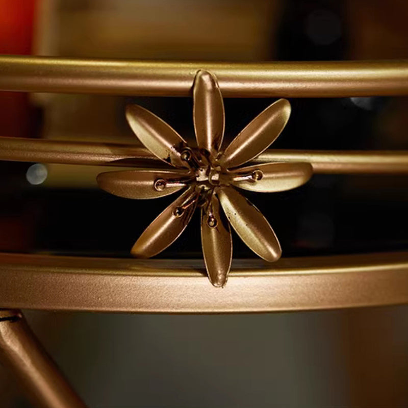 Contemporary Retro Round Iron Frame Glass End Table For Living Room