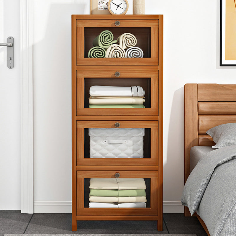 Modern Minimalist Rectangular Nan Bamboo Density Panel Acrylic Nightstand 3/4/5 Drawer For Bedroom