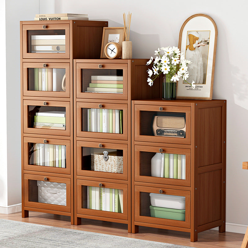 Modern Minimalist Rectangular Nan Bamboo Density Panel Acrylic Nightstand 3/4/5 Drawer For Bedroom