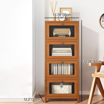 Modern Minimalist Rectangular Nan Bamboo Density Panel Acrylic Nightstand 3/4/5 Drawer For Bedroom