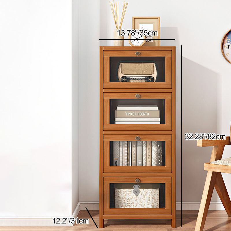 Modern Minimalist Rectangular Nan Bamboo Density Panel Acrylic Nightstand 3/4/5 Drawer For Bedroom