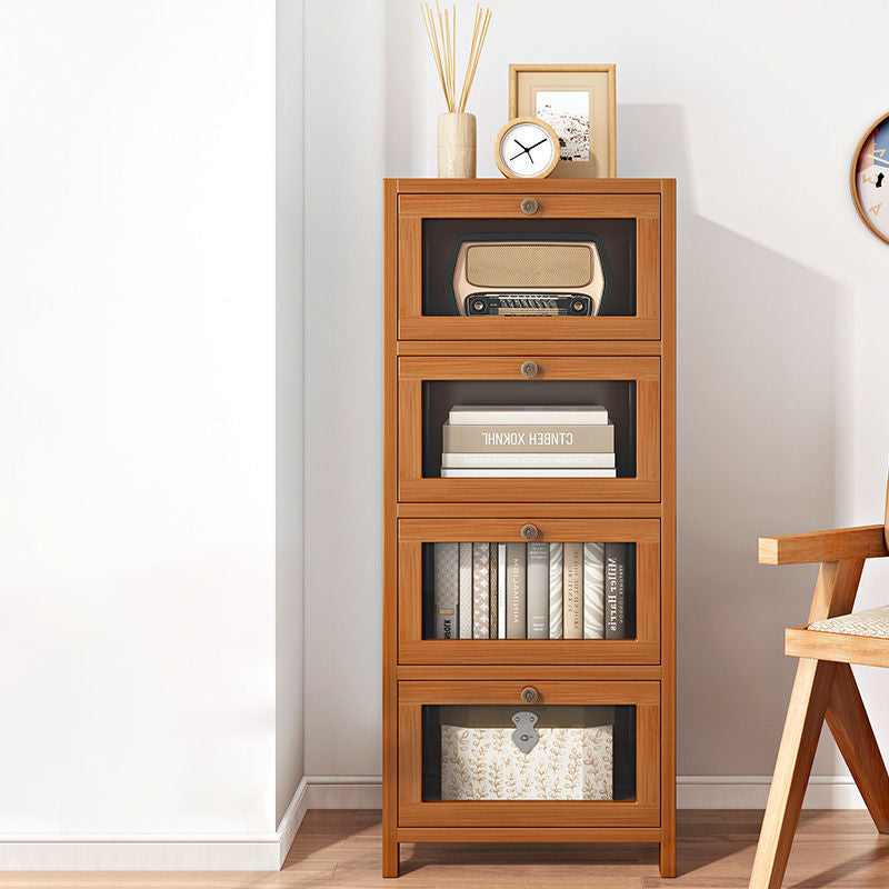 Modern Minimalist Rectangular Nan Bamboo Density Panel Acrylic Nightstand 3/4/5 Drawer For Bedroom