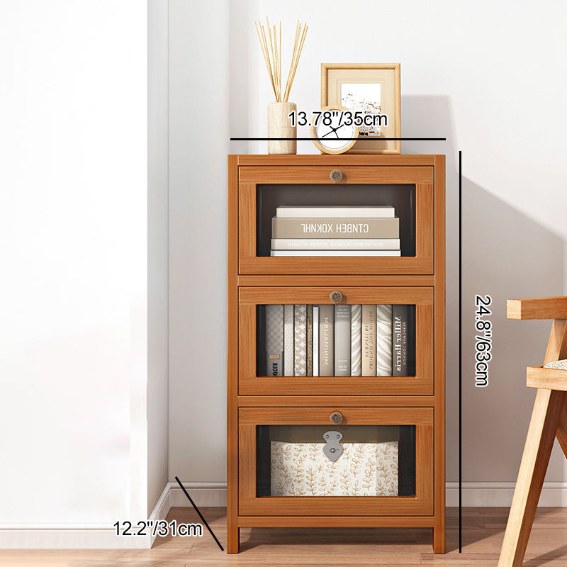Modern Minimalist Rectangular Nan Bamboo Density Panel Acrylic Nightstand 3/4/5 Drawer For Bedroom