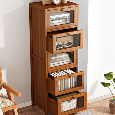 Modern Minimalist Rectangular Nan Bamboo Density Panel Acrylic Nightstand 3/4/5 Drawer For Bedroom