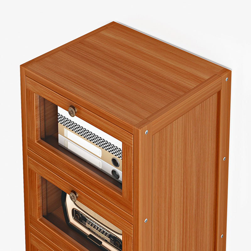 Modern Minimalist Rectangular Nan Bamboo Density Panel Acrylic Nightstand 3/4/5 Drawer For Bedroom