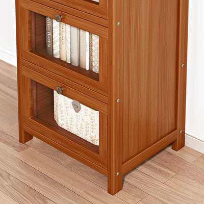 Modern Minimalist Rectangular Nan Bamboo Density Panel Acrylic Nightstand 3/4/5 Drawer For Bedroom