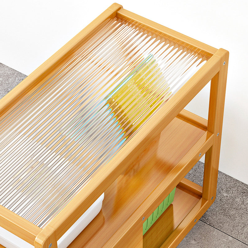Modern Minimalist Removable Rectangular Glass Nan Bamboo Density Board End Table 3-Tier 2-Drawer For Living Room