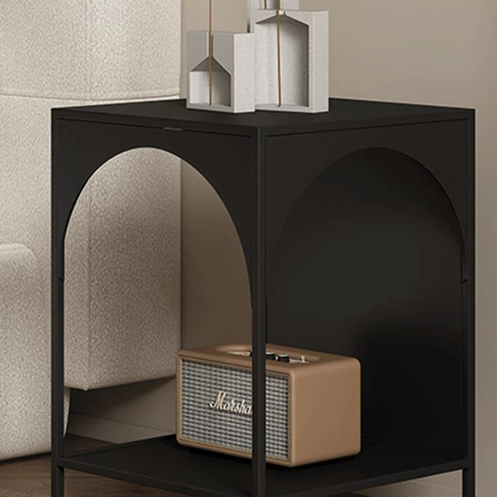 Modern Minimalist Rectangular Arch Shape Iron End Table 2-Tier For Living Room