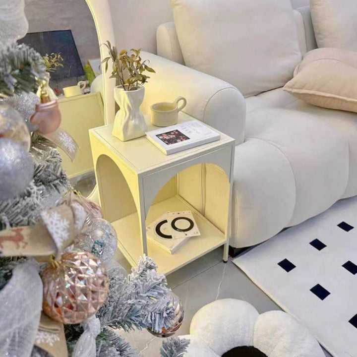 Modern Minimalist Rectangular Arch Shape Iron End Table 2-Tier For Living Room