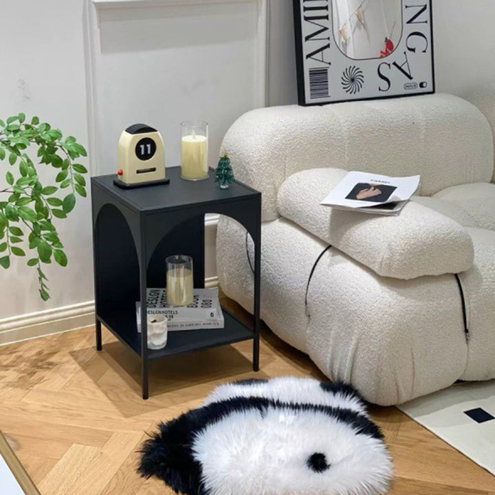 Modern Minimalist Rectangular Arch Shape Iron End Table 2-Tier For Living Room