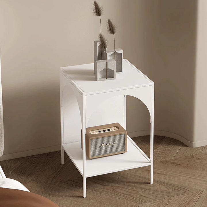 Modern Minimalist Rectangular Arch Shape Iron End Table 2-Tier For Living Room