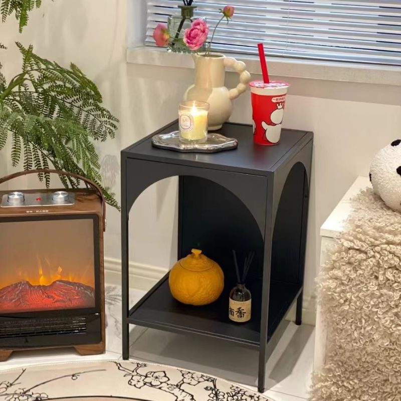 Modern Minimalist Rectangular Arch Shape Iron End Table 2-Tier For Living Room