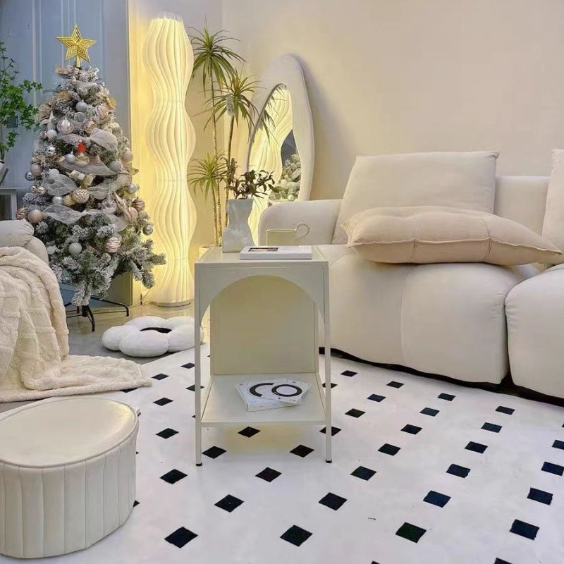 Modern Minimalist Rectangular Arch Shape Iron End Table 2-Tier For Living Room