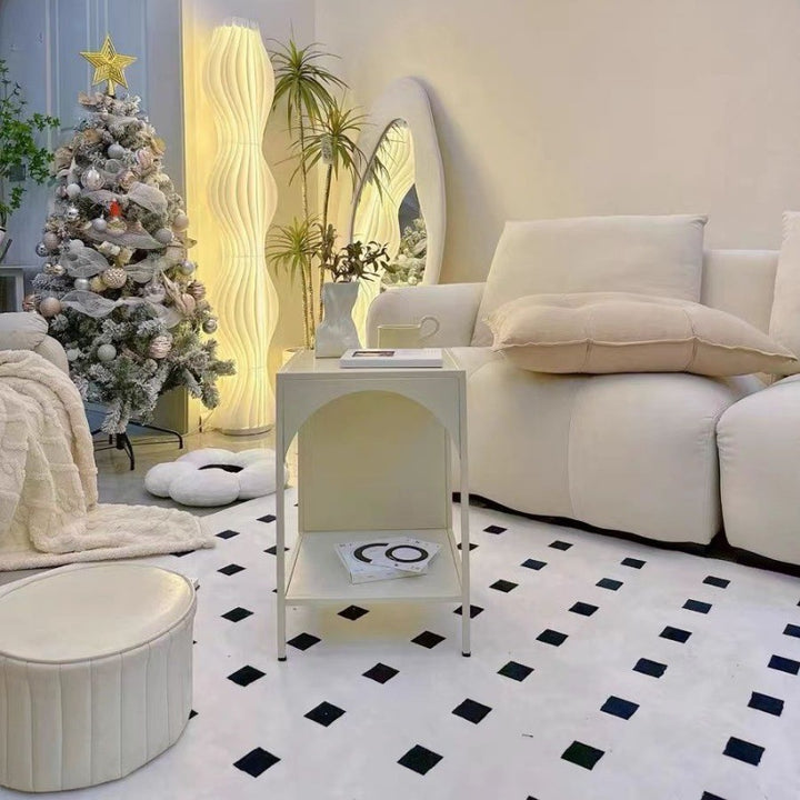 Modern Minimalist Rectangular Arch Shape Iron End Table 2-Tier For Living Room