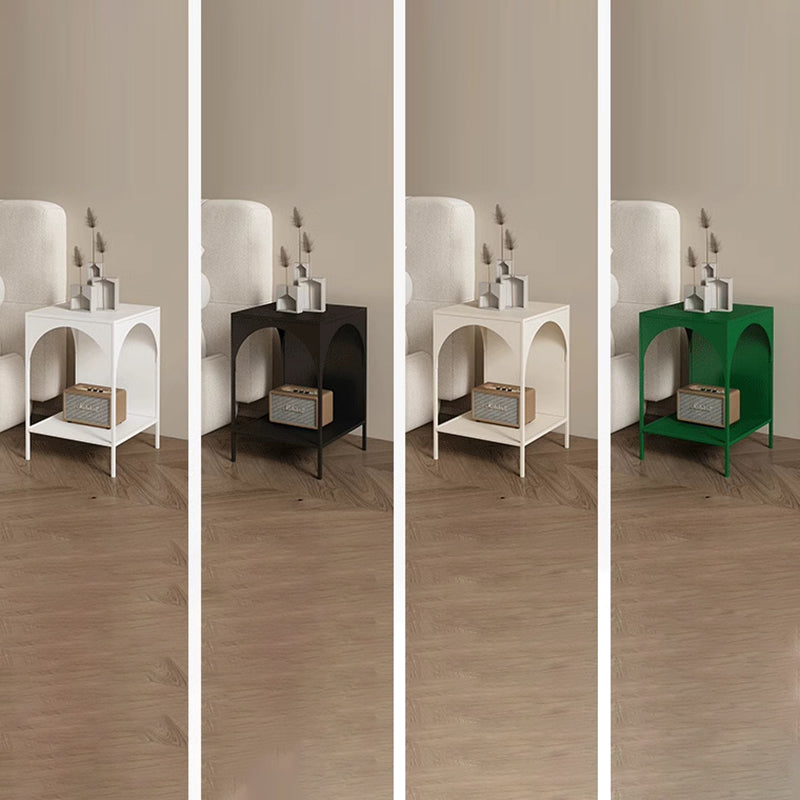 Modern Minimalist Rectangular Arch Shape Iron End Table 2-Tier For Living Room
