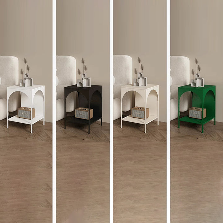 Modern Minimalist Rectangular Arch Shape Iron End Table 2-Tier For Living Room