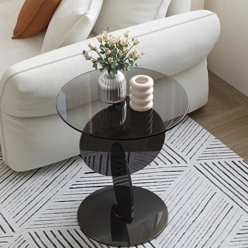 Modern Minimalist Multi Round Combination Glass Stainless Steel Coffee Table For Living Room