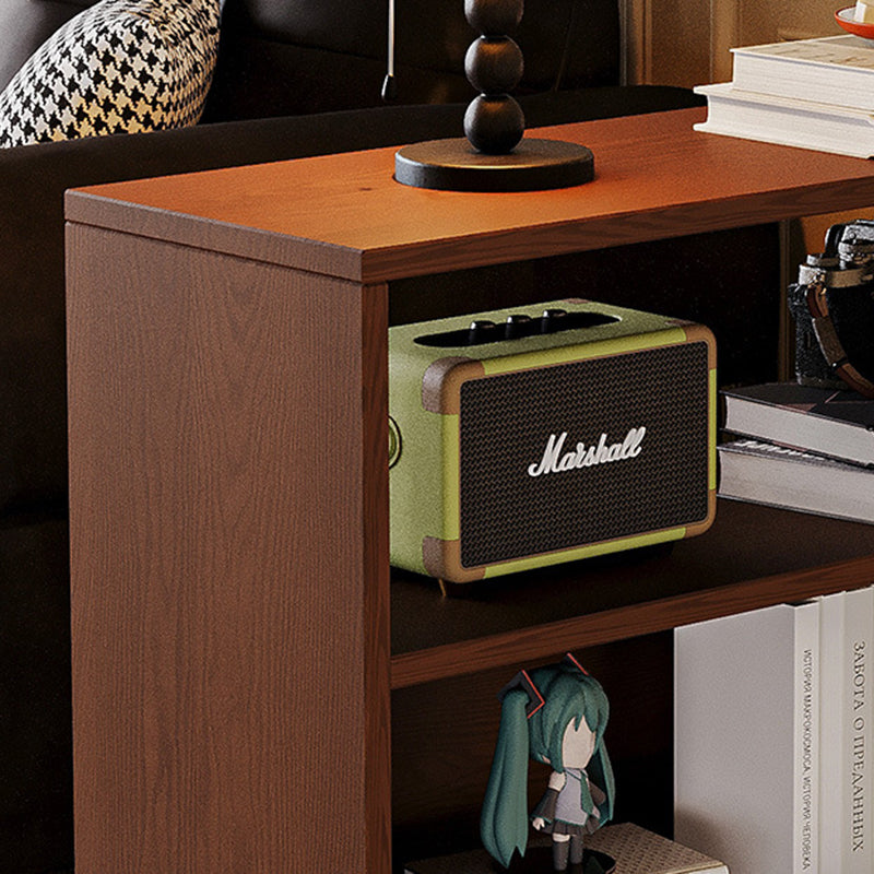 Traditional Vintage Removable Rectangular Solid Wood Faux Panel End Table 2-Tier For Living Room