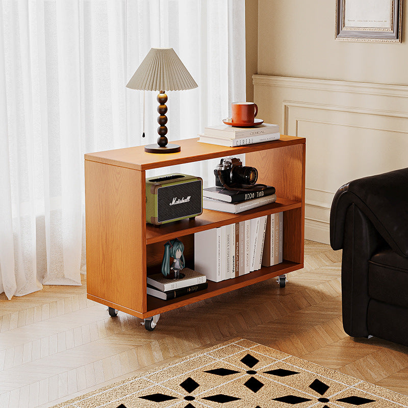 Traditional Vintage Removable Rectangular Solid Wood Faux Panel End Table 2-Tier For Living Room
