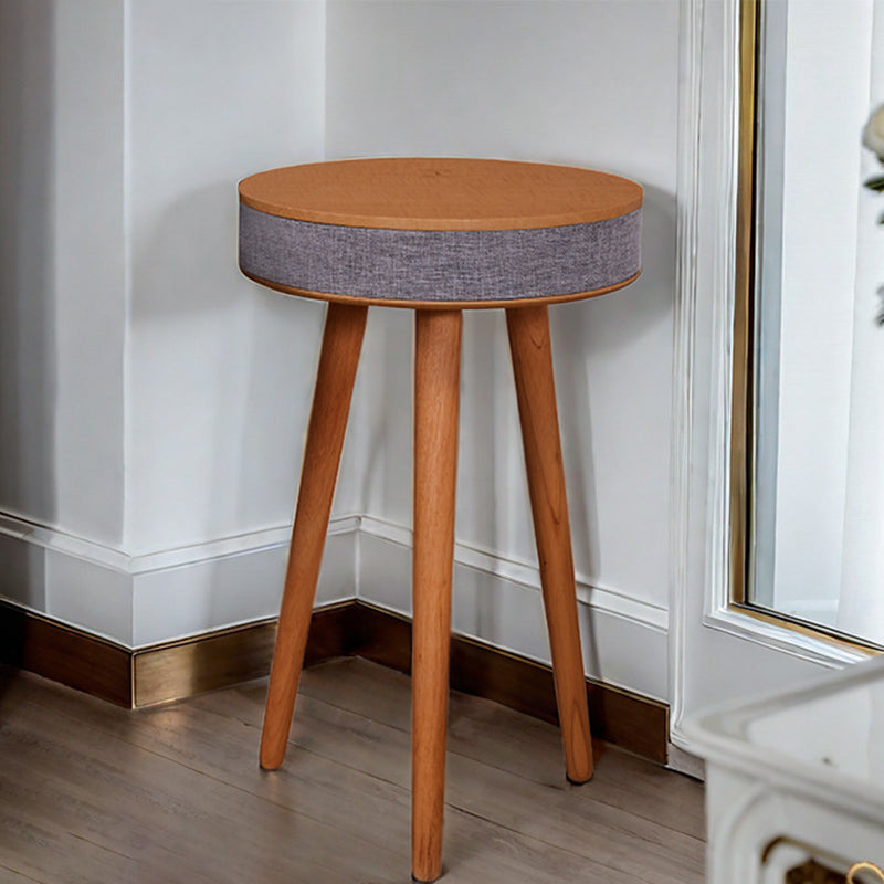Modern Minimalist Round Bluetooth Audio Wood End Table For Living Room