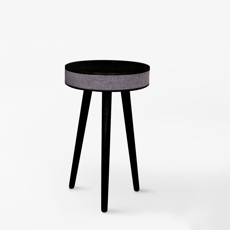 Modern Minimalist Round Bluetooth Audio Wood End Table For Living Room