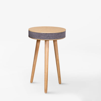 Modern Minimalist Round Bluetooth Audio Wood End Table For Living Room