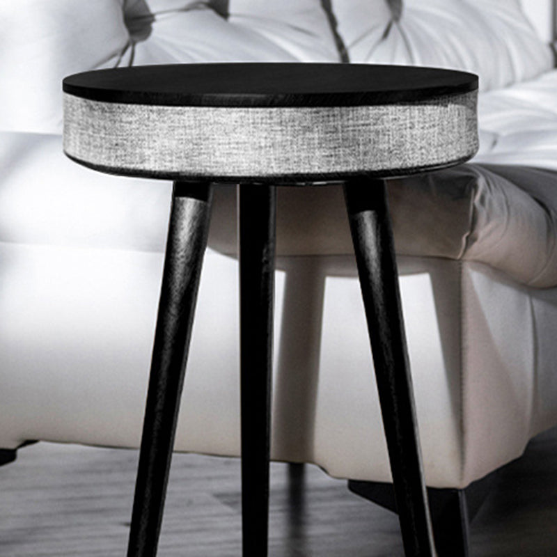 Modern Minimalist Round Bluetooth Audio Wood End Table For Living Room