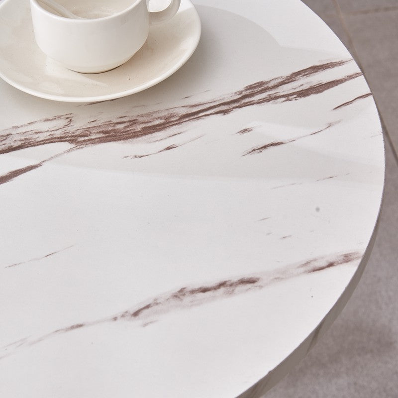 Mesa de centro moderna minimalista, redonda, móvil y elevable, con base de metal y tablero de MDF, para sala de estar 