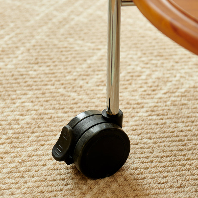 Zeitgenössischer Retro Abnehmbarer Faltbarer Runder Massivholz Edelstahlrahmen Beistelltisch 2-stöckig Für Wohnzimmer 