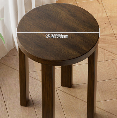 Moderno Taburete Combinado Multifuncional Minimalista Redondo de Madera de Caucho Mesa Auxiliar para Sala de Estar 