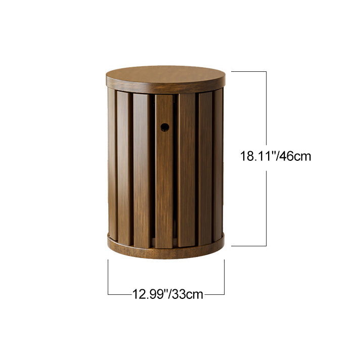 Moderno Taburete Combinado Multifuncional Minimalista Redondo de Madera de Caucho Mesa Auxiliar para Sala de Estar 