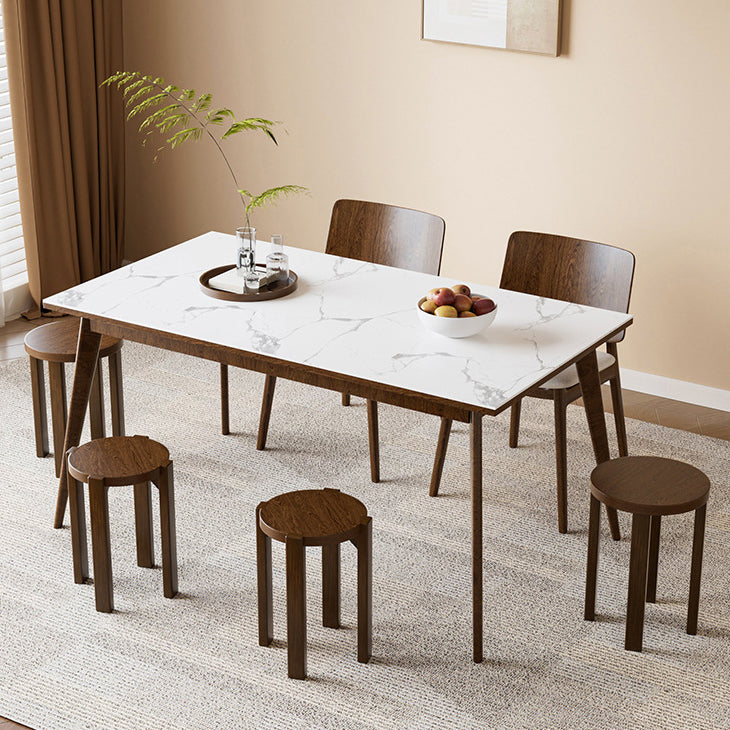 Moderno Taburete Combinado Multifuncional Minimalista Redondo de Madera de Caucho Mesa Auxiliar para Sala de Estar 