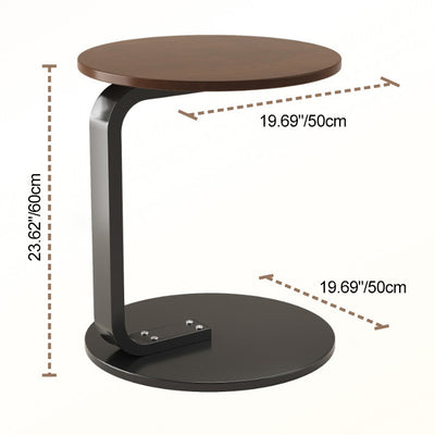 Moderner minimalistischer runder C-förmiger Massivholzplanken-Eisentisch für das Wohnzimmer 