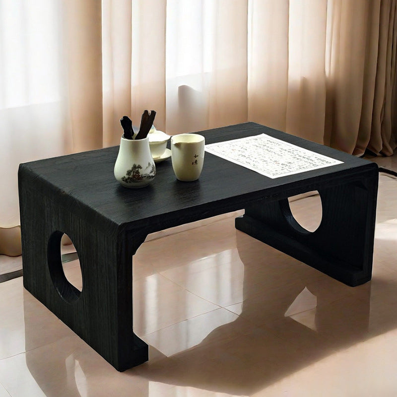 Traditional Chinese Zen Rectangular Solid Wood Coffee Table For Living Room