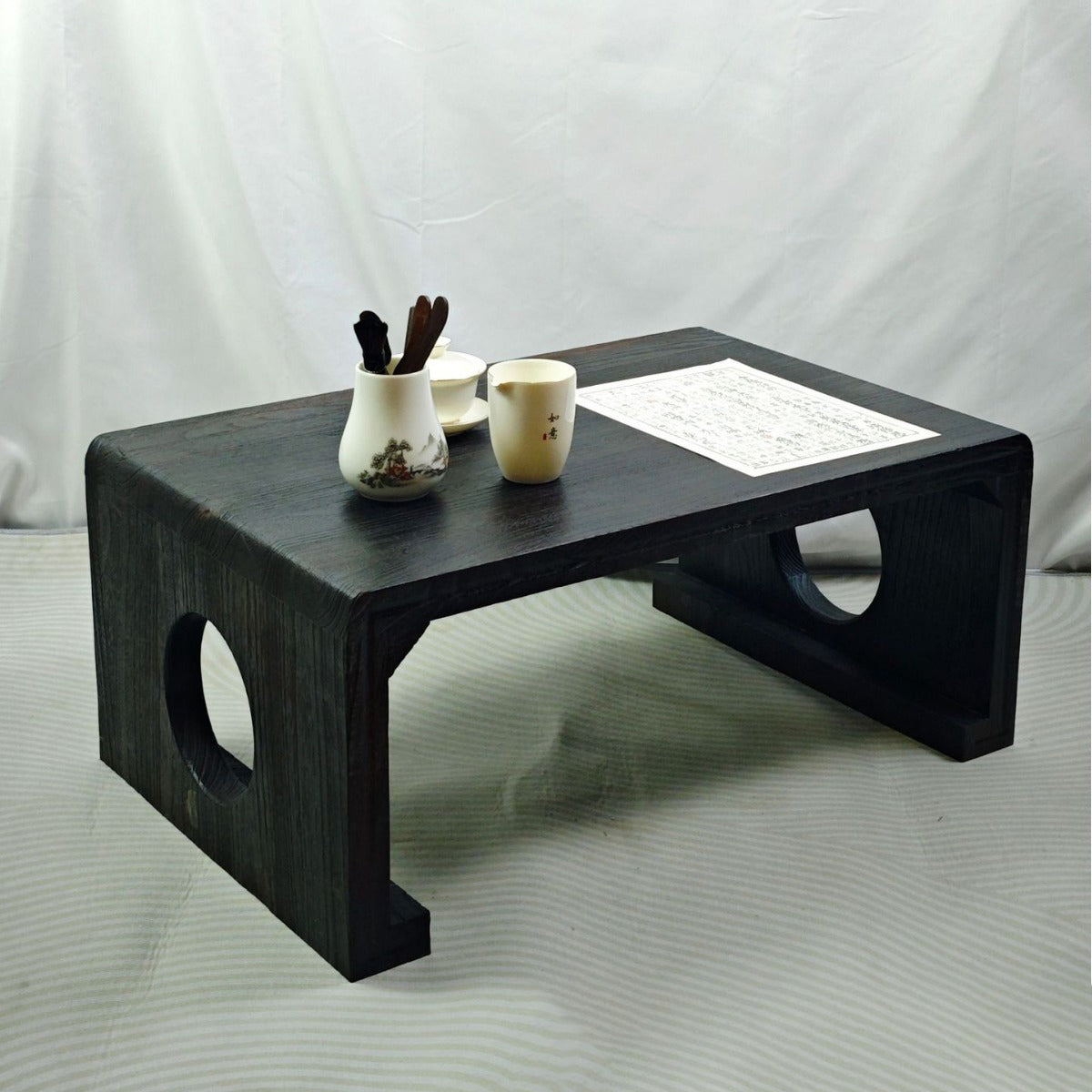 Traditional Chinese Zen Rectangular Solid Wood Coffee Table For Living ...