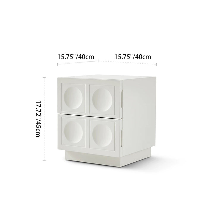 Modern Minimalist Rectangular Concave Round Plywood Hardware Nightstand 2-Drawer For Bedroom